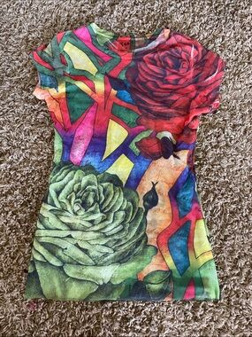 Tee’s by Viviana G Multi-Color Floral Graphic Women’s Tee